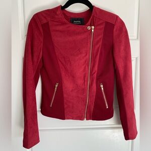 Women's burgundy moto style jacket